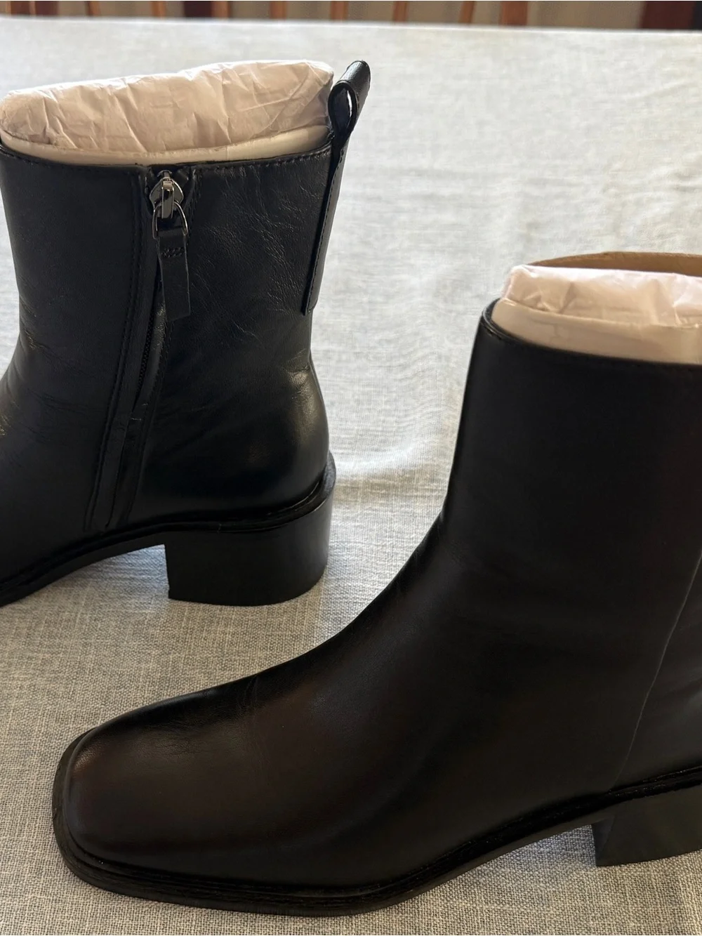 Everlane Black Leather Zip Ankle Boots